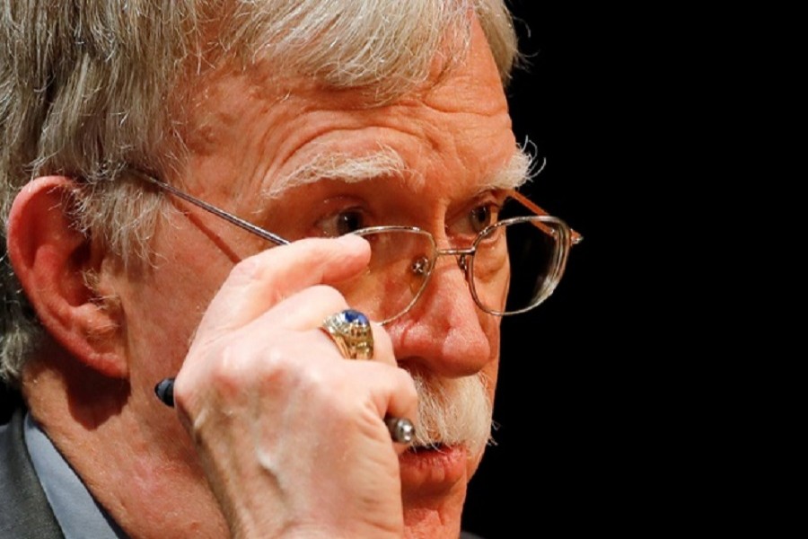 Former US national security advisor John Bolton adjusts his glasses during his lecture at Duke University in Durham, North Carolina, US, February 17, 2020 — Reuters/Files