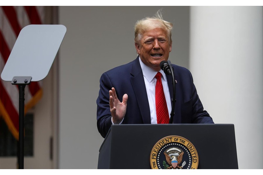 FILE PHOTO: U.S. President Donald Trump speaks prior to signing an executive order on police reform at a ceremony in the Rose Garden at the White House in Washington, US, June 16, 2020. REUTERS/Leah Millis