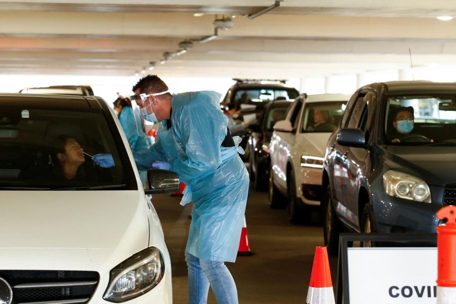 A coronavirus disease (Covid-19) drive-through testing facility is seen as the state of Victoria experiences an outbreak of cases, in Melbourne, Australia on June 25, 2020 — AAP photo via REUTERS