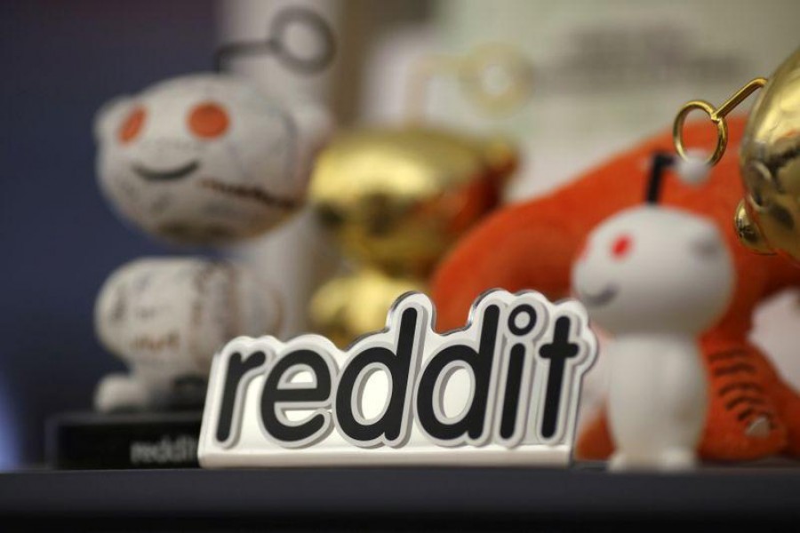Reddit mascots are displayed at the company's headquarters in San Francisco, California on April 15, 2014 — Reuters/Files