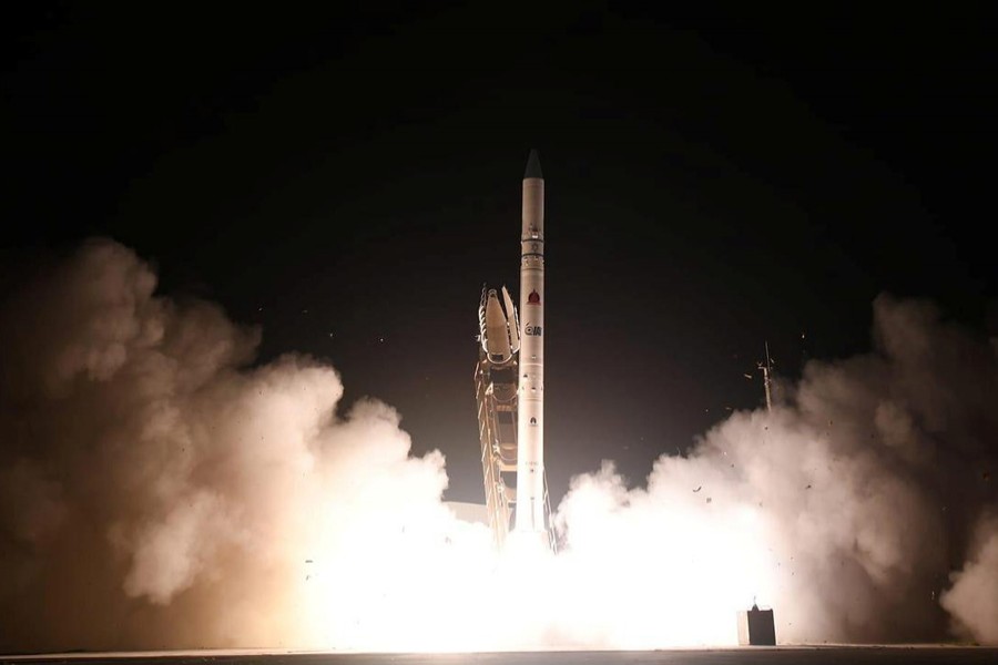 A new Israeli spy satellite, called Ofek 16, is shot into space from a site in central Israel July 6, 2020 — Israel Ministry of Defense Spokesperson's Office Handout via REUTERS
