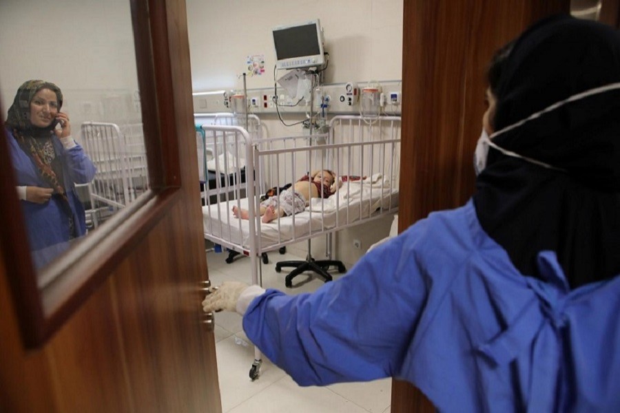 A child lies on a bed at Mofid children's hospital, where children suspected to be infected with the coronavirus disease (Covid-19) are treated, in Tehran, Iran, July 08, 2020 — WANA (West Asia News Agency) Abdollah Heidari via Reuters