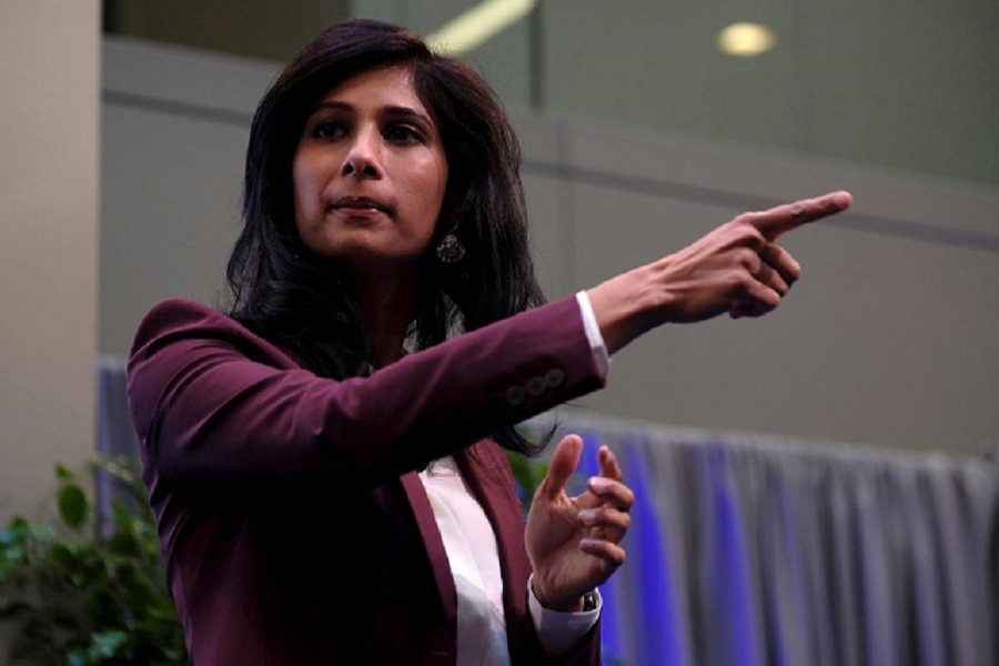 International Monetary Fund Chief Economist Gita Gopinath takes questions at the annual meetings of the IMF and World Bank in Washington, US, October 18, 2019 — Reuters/Files