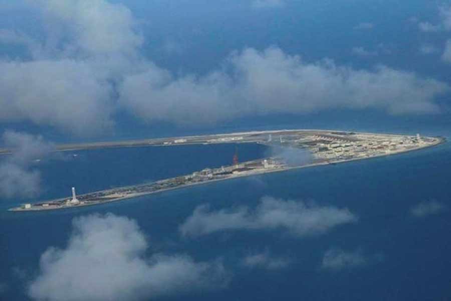 An aerial view of China occupied Subi Reef at Spratly Islands in disputed South China Sea April 21, 2017. –Reuters photo