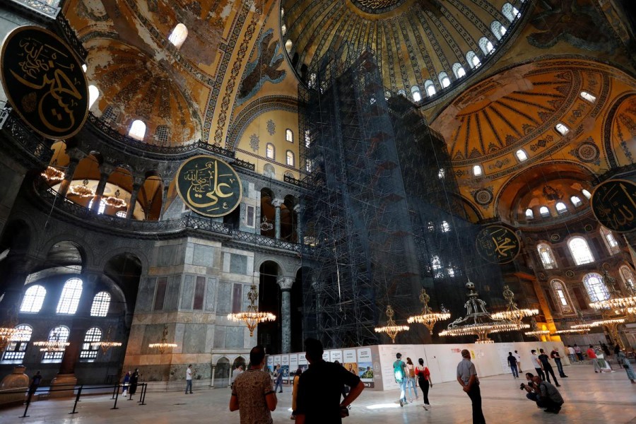 People visit the Hagia Sophia or Ayasofya in Istanbul, Turkey on July 10, 2020 — Reuters photo