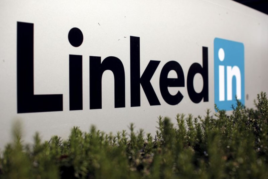 The logo for LinkedIn Corporation is shown in Mountain View, California, US, February 6, 2013. REUTERS/Robert Galbraith/File Photo
