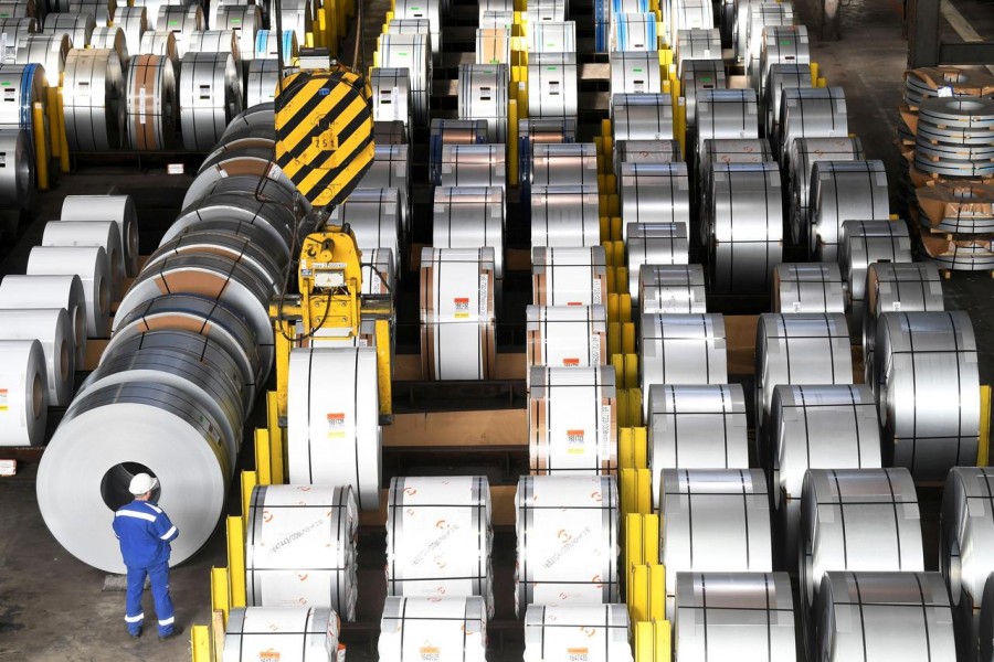 Steel rolls are pictured at the plant of German steel company Salzgitter AG in Salzgitter, Germany on March 2, 2020 — Reuters/Files