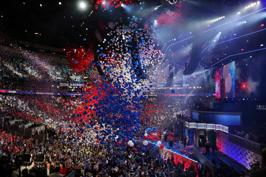 Balloons drop at the conclusion of the Democratic National Convention in Philadelphia, Pennsylvania, US, July 28, 2016 — Reuters/Files