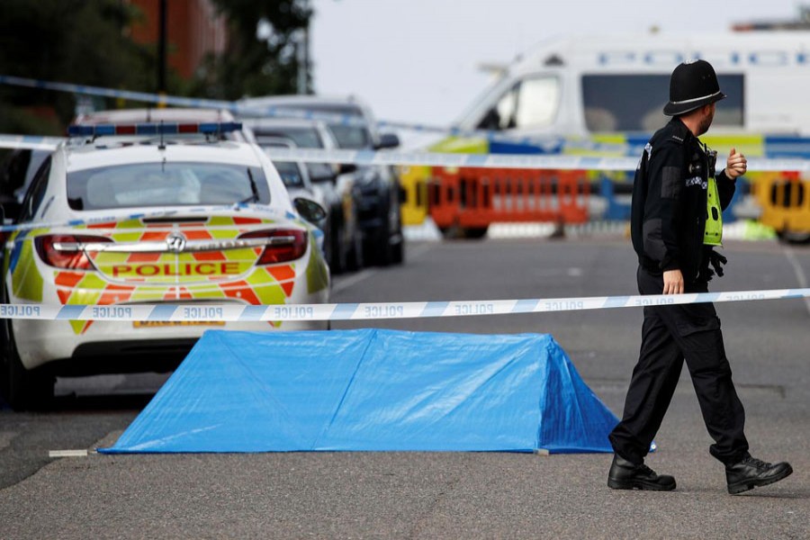 A police officer is seen near the scene of reported stabbings in Birmingham, Britain, September 06, 2020. REUTERS/Phil Noble