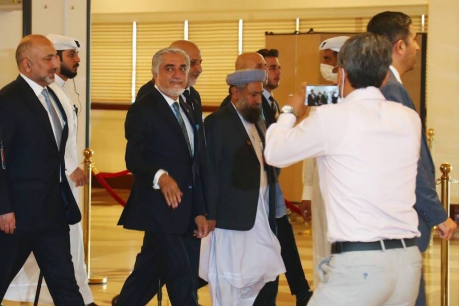 Chairman of the High Council for National Reconciliation Abdullah Abdullah arrives for an intra-Afghan talks in Doha, Qatar on September 12, 2020 — Reuters photo