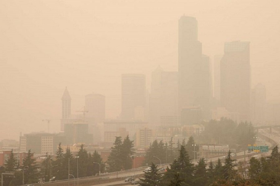Smoke from wildfires covers the skyline of Seattle, Washington, US, September 12, 2020 — Reuters/Files
