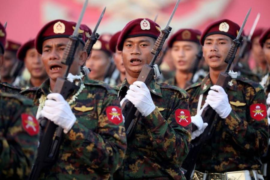 Myanmar soldiers take part in a military parade to mark the 74th Armed Forces Day in the capital Naypyitaw, on March 27, 2019 — Reuters/Files