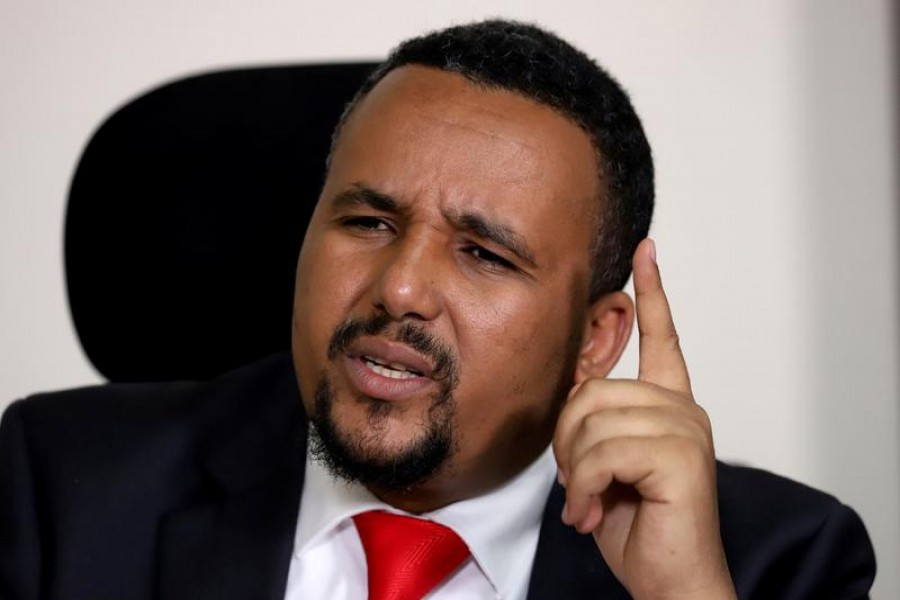 FILE PHOTO: Jawar Mohammed, an Oromo activist and leader of the Oromo protest speaks during a Reuters interview at his house in Addis Ababa, Ethiopia October 23, 2019. REUTERS/Tiksa Negeri/File Photo
