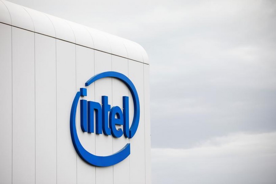 US chipmaker Intel Corp's logo is seen on their "smart building" in Petah Tikva, near Tel Aviv, Israel on December 15, 2019 — Reuters/Files