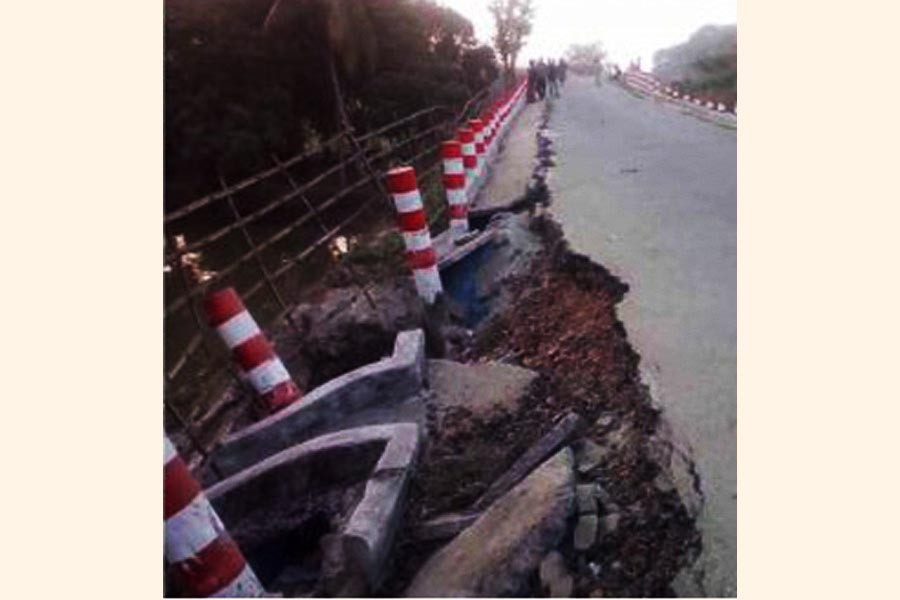 Bridge connecting road in Chaugachha collapses