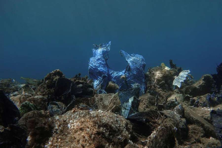 A plastic bag is seen at the bottom of the sea, off the island of Andros, Greece, July 2019 –Reuters file photo