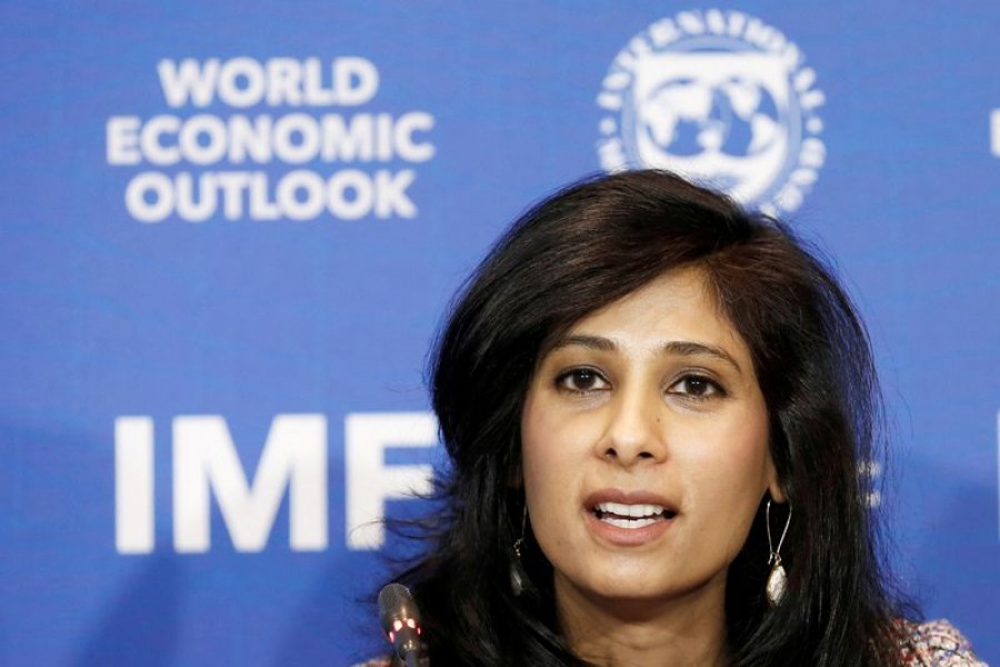 Gita Gopinath, Economic Counsellor and Director of the Research Department at the International Monetary Fund (IMF), speaks during a news conference in Santiago, Chile, July 23, 2019. REUTERS/Rodrigo Garrido/File Photo