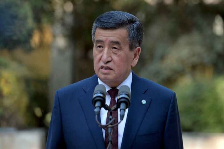Kyrgyzstan's President Sooronbay Jeenbekov speaks after a vote at parliamentary election in Bishkek, Kyrgyzstan October 04, 2020. REUTERS