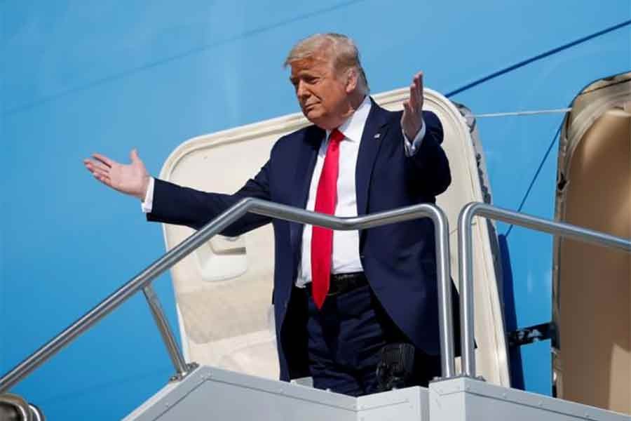 US President Donald Trump disembarking from Air Force One as he arrives at Phoenix Sky Harbor International Airport in Phoenix, Arizona on Monday -Reuters Photo