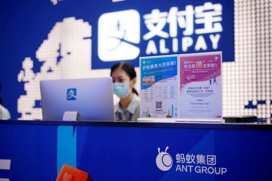 Ant Group logo is pictured at the Shanghai office of Alipay, owned by Ant Group which is an affiliate of Chinese e-commerce giant Alibaba, in Shanghai, China on September 14, 2020 — Reuters/Files