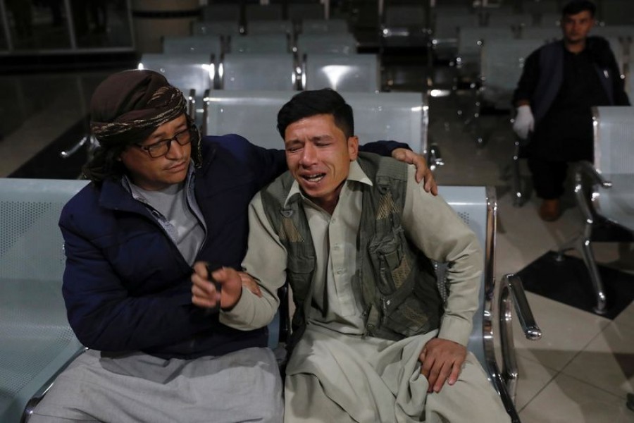 An Afghan man who lost his brother mourns at a hospital after a suicide bombing in Kabul, Afghanistan on October 24, 2020 — Reuters photo
