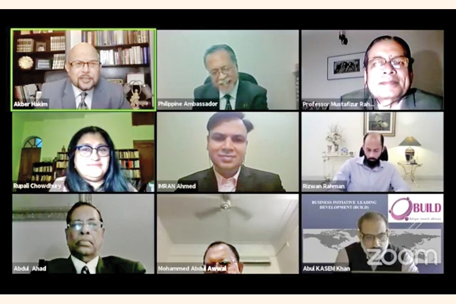 Participants of a webinar titled 'Importance of Regional Cooperation in Post-Covid Recovery' organised by the Bangladesh Philippines Chamber of Commerce & Industry on Saturday