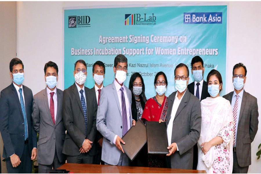 Bank Asia signs agreement with BIID for fostering business incubation for women entrepreneurs