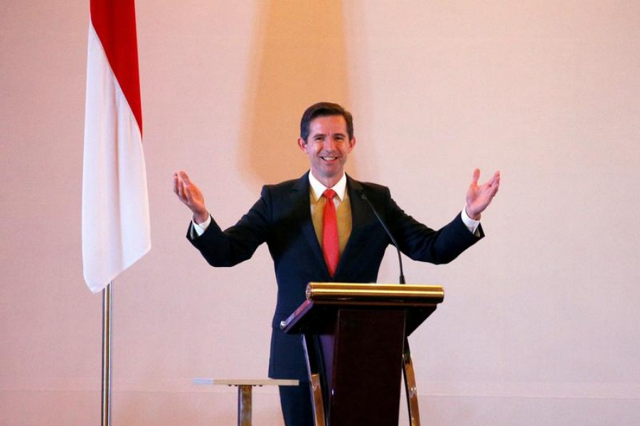 Australia's Minister of Trade, Tourism and Investment Simon Birmingham gestures as he speaks during a signing ceremony with Indonesia's Trade Minister in Jakarta, Indonesia, March 4, 2019 — Reuters/Files