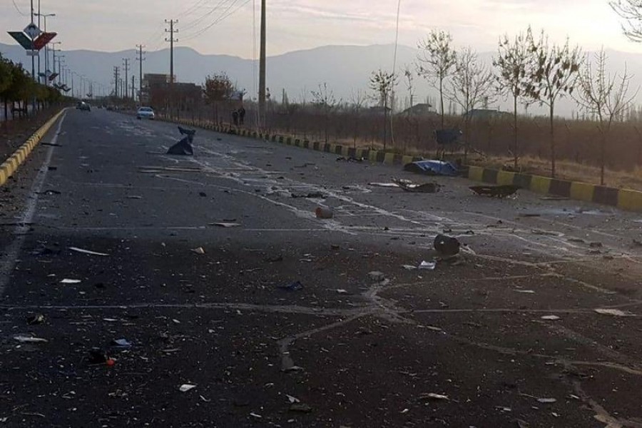 A view shows the site of the attack that killed Prominent Iranian scientist Mohsen Fakhrizadeh, outside Tehran, Iran, November 27, 2020 — WANA (West Asia News Agency) via Reuters