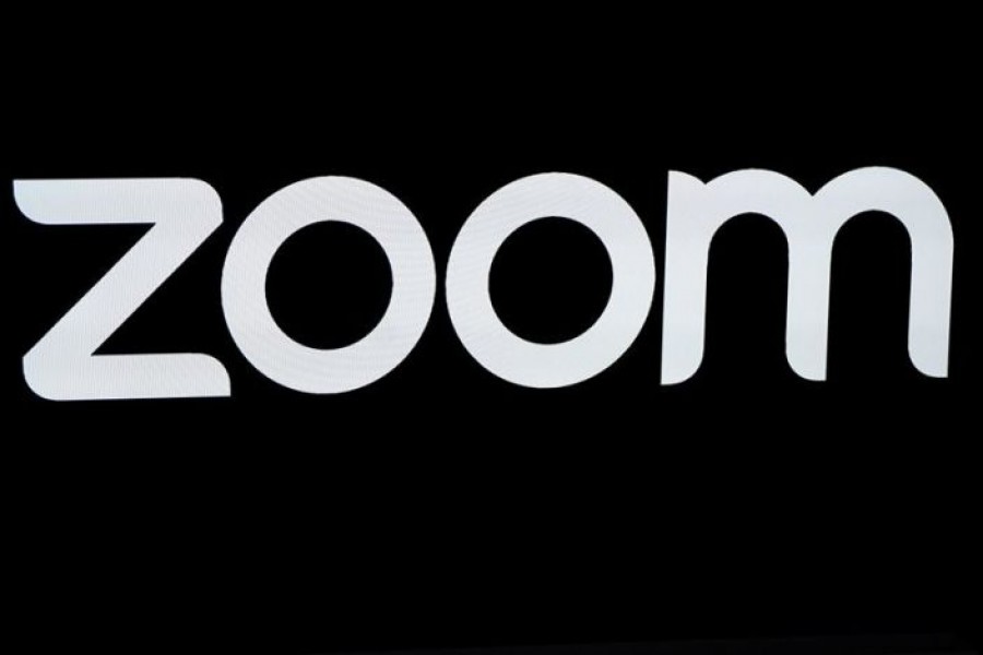 The Zoom Video Communications logo is pictured at the NASDAQ MarketSite in New York, New York, US, April 18, 2019. REUTERS/Carlo Allegri