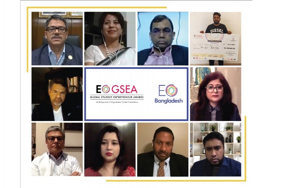 A moment of the final round of EOGSEA (Global Student Entrepreneur Awards) Bangladesh.