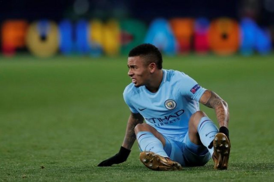 Champions League - Shakhtar Donetsk vs Manchester City - Metalist Stadium, Kharkiv, Ukraine - December 6, 2017. Manchester City's Gabriel Jesus reacts. Action Images via Reuters/Andrew Couldridge