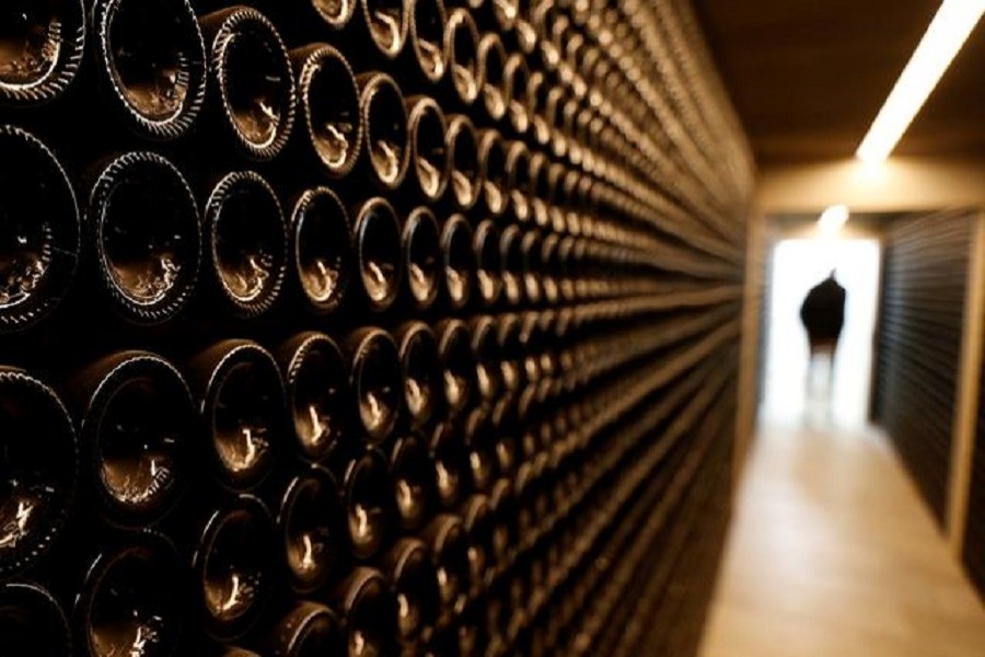 Bottles of red wine are seen in the cellar of Chateau Le Puy in Saint Cibard, France, October 3, 2019 — Reuters/Files