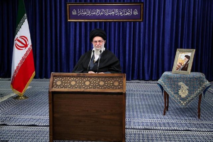 Iran's Supreme Leader Ayatollah Ali Khamenei delivers a televised speech, in Tehran, Iran January 8, 2021 – Official Khamenei Website/Handout via Reuters