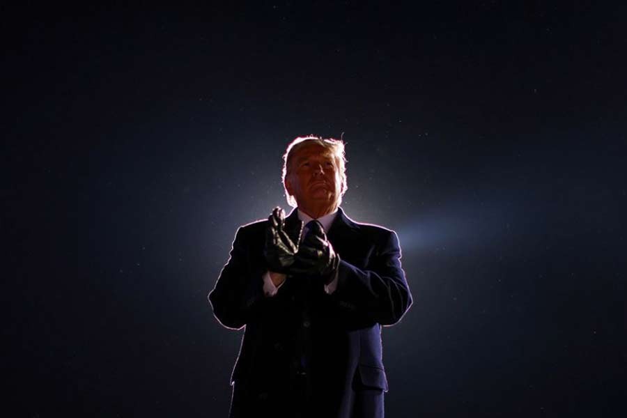 US President Donald Trump is seen at the end of his campaign rally last year –Reuters file photo