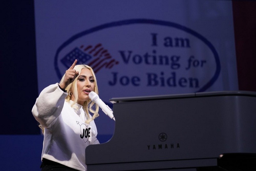 In this Nov 2, 2020 file photo, Lady Gaga performs during a drive-in rally for then Democratic presidential candidate former Vice President Joe Biden at Heinz Field in Pittsburgh — AP