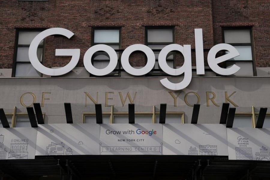 A Google sign is pictured on a Google building in the Manhattan borough of New York City, New York, US, October 20, 2020 — Reuters/Files