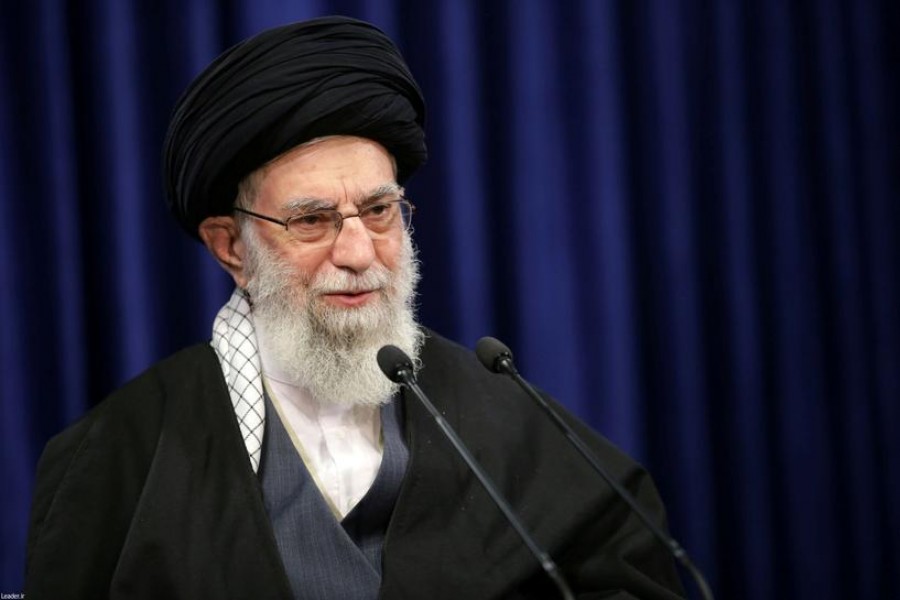 FILE PHOTO: Iran's Supreme Leader Ayatollah Ali Khamenei delivers a televised speech, in Tehran, Iran January 8, 2021. Official Khamenei Website/Handout via REUTERS