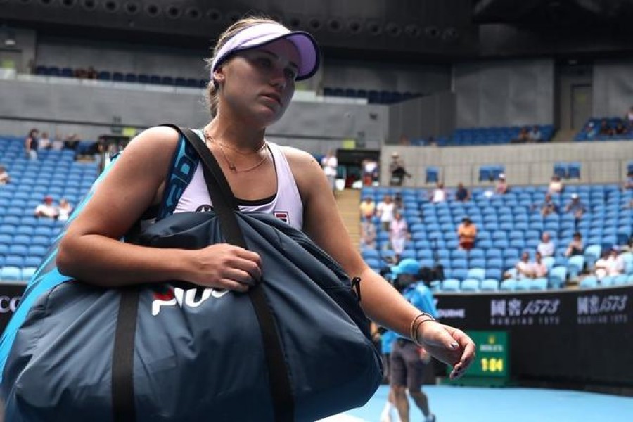 Sofia Kenin of the US cuts a dejected figure after losing her second round match against Estonia's Kaia Kanep at the Australian Open at Melbourne Park, Melbourne, Australia on February 11, 2021 — Reuters photo