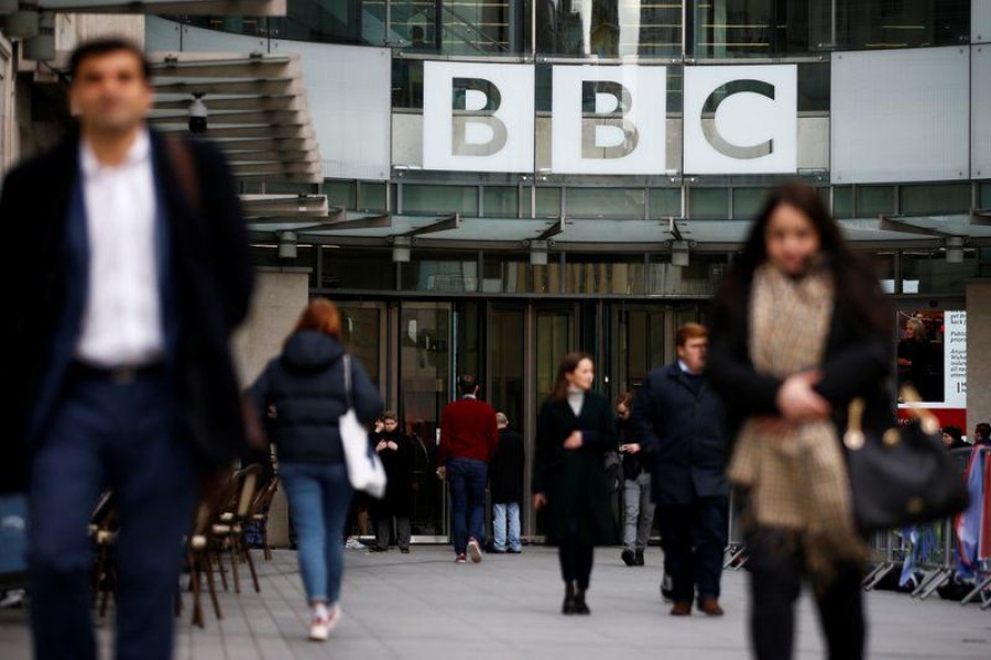 People arrive and depart from Broadcasting House, the headquarters of the BBC, in London Britain —  Reuters/Files