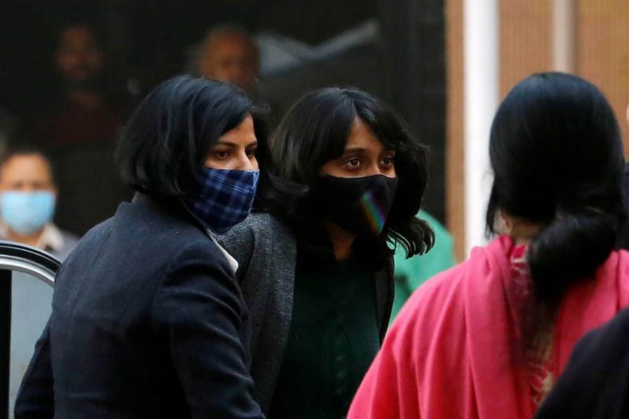 Disha Ravi, a 22-year-old climate activist, arrives to a court in New Delhi, India, February 19, 2021 — Reuters/Files