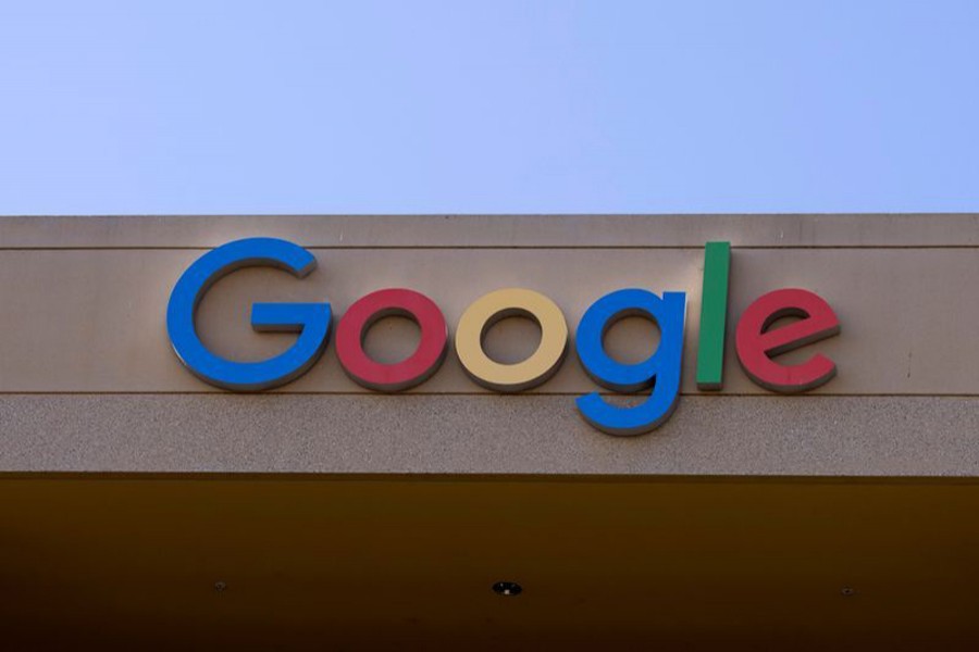 The Google sign is shown on one of the company's office buildings in Irvine, California, US on October 20, 2020 — Reuters/Files