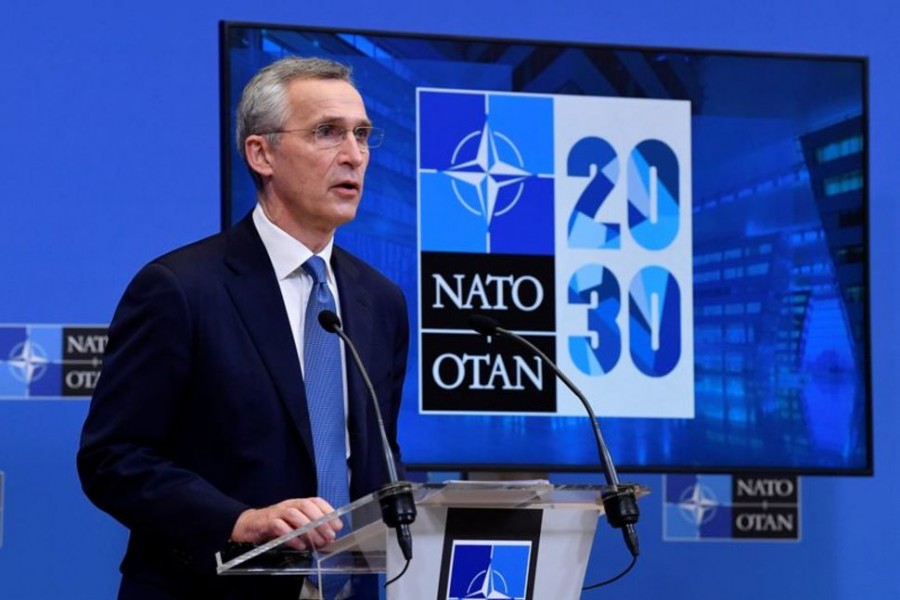 NATO Secretary General Jens Stoltenberg addresses a news conference following a virtual meeting of defence ministers at NATO headquarters in Brussels, Belgium, February 17, 2021 — Reuters