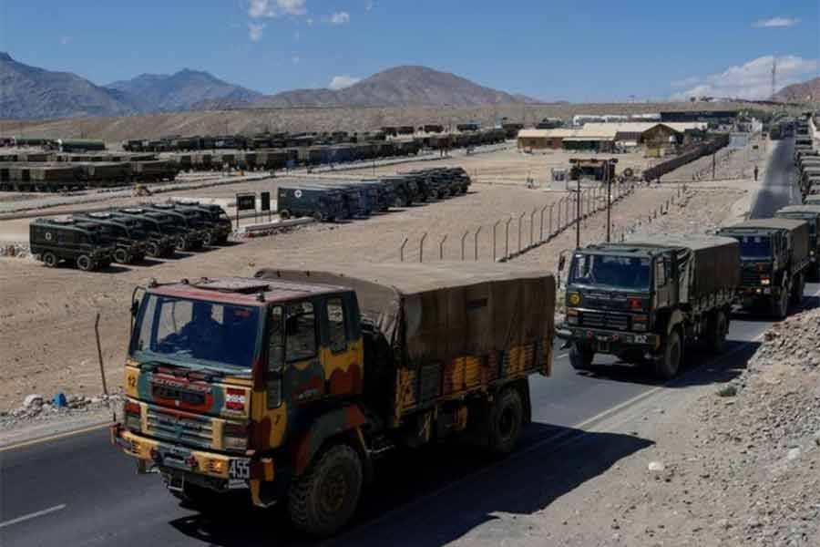 Military trucks carrying supplies move towards forward areas in the Ladakh region last year -Reuters file photo