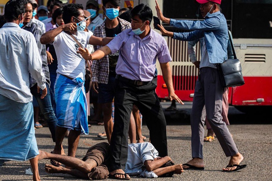 Supporters of Myanmar military coup rampage in Yangon
