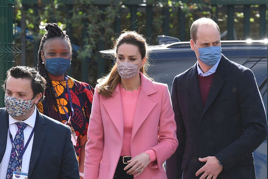 Britain's Prince William and Catherine, Duchess of Cambridge arrive for a visit to School 21 following its re-opening after the easing of coronavirus disease (Covid-19) lockdown restrictions in east London, Britain on March 11, 2021 — Pool via REUTERS