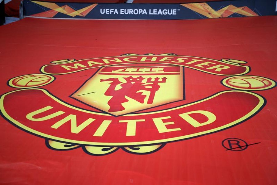 A general view of the crest of Manchester United inside the Old Trafford stadium — Reuters/Files