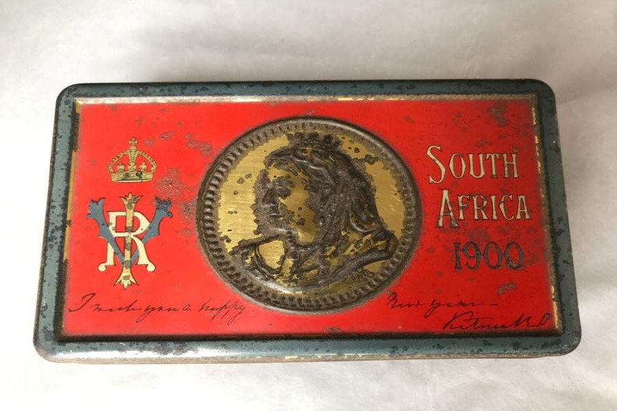 A 121-year-old tin of chocolate, from a batch commissioned by Queen Victoria for British troops fighting in South Africa, is seen in an undated photo at Oxburgh Hall, a manor house in Norfolk, Britain where it was found in the attic — National Trust/Victoria Mckeown/Handout via REUTERS