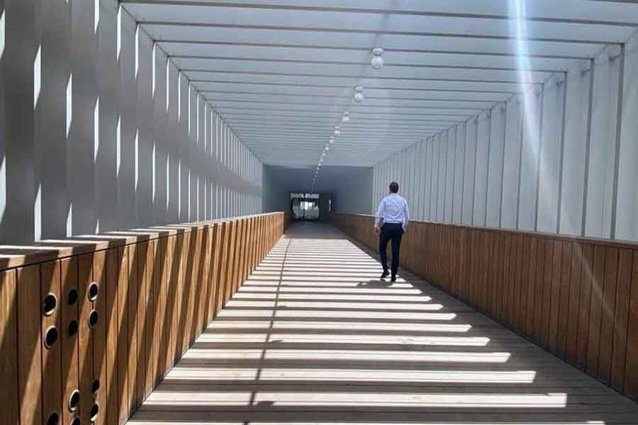 A man walking at the Dubai International Financial Centre, almost empty of people, following the outbreak of coronavirus disease (Covid-19), in Dubai, United Arab Emirates, last year — Reuters file photo