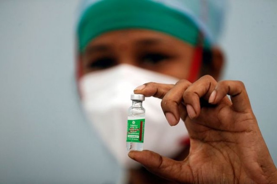 A nurse displays a vial of COVISHIELD, the AstraZeneca Covid-19 vaccine manufactured by Serum Institute of India, at a medical centre in Mumbai, India on January 16, 2021 — Reuters/Files